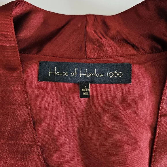 HOUSE OF HARLOW 1960 X Revolve Mika Kimono Mini Dress In Burgundy SZ Large - Picture 6 of 11